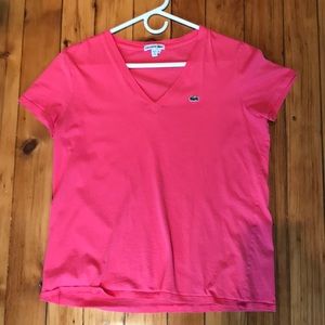 Pink Lacoste V neck tee
